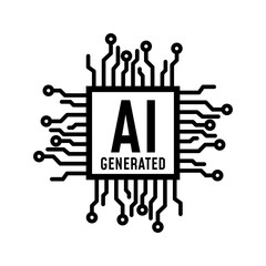 AI, Artificial intelligence icon. Artificial intelligence AI processor chip vector icon symbol for graphic design, logo, web site, social media. vector