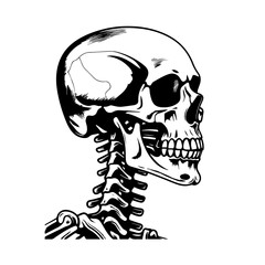 Skeleton Side View Logo Monochrome Design Style