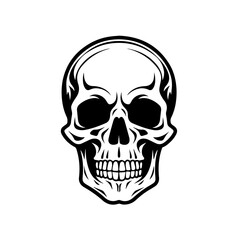 Skull Front Facing Logo Monochrome Design Style