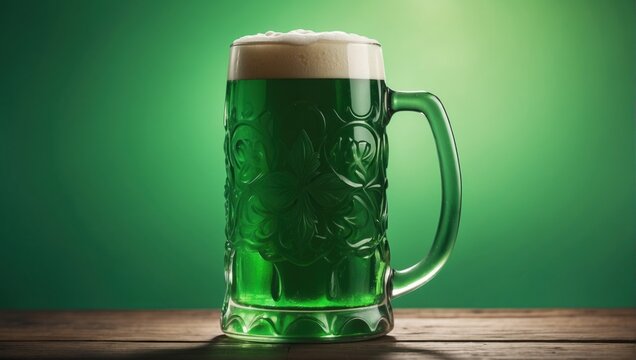Green St. Patrick 's Day craft lager beer. AI generated