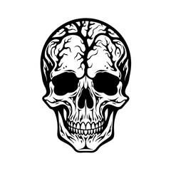 Skull Veins Logo Monochrome Design Style