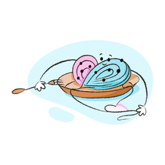 Cute character of spaghetti heart shape on a plate for Valentine's day and more. Best for postcard, stickers and more designs