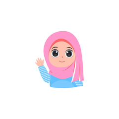 cute kids in pink hijab pose fashion