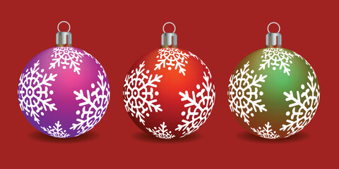 Set of shiny Christmas balls. Exclusive concept, hand-drawn, and highly rendered work for the upcoming Christmas.