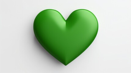 basic flat green love heart shape on white isolated background, high quality, c&oacute;py space, 16:9
