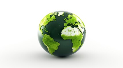 Fototapeta premium 3D Green Earth Isolated on White Background. Celebrating World Earth Day and Environmental Protection.