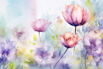 Obraz na płótnie Canvas Bloom floral spring nature summer plant art watercolor blossom illustration background