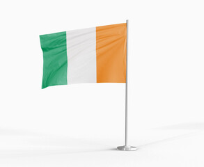 Ivory Coast national flag on white background.