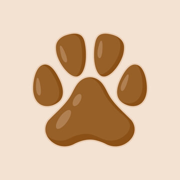 Dog paw vector print. Cartoon animal paw