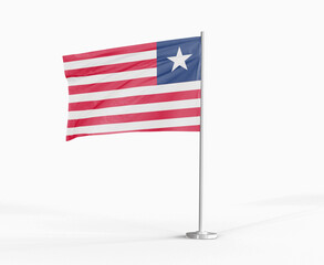 Liberia national flag on white background.