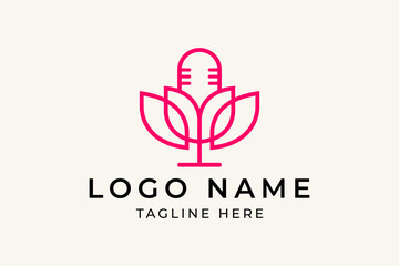 Flower podcast logo vector design