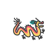 Fototapeta na wymiar Chinese dragon dance filled outline icon