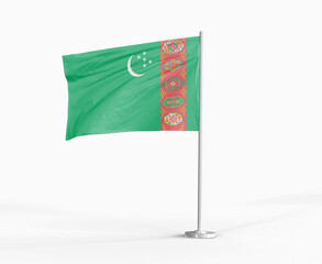 Turkmenistan national flag on white background.