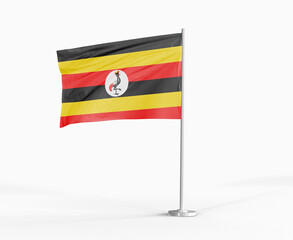 Uganda national flag on white background.