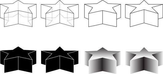 Outline silhouette Star prism shape set