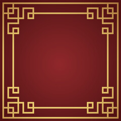 Vector chinese frame border, rectangle and circle design on red background
