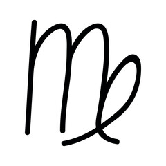 Hand drawn virgo zodiac sign Esoteric symbol doodle Astrology clipart Element for design