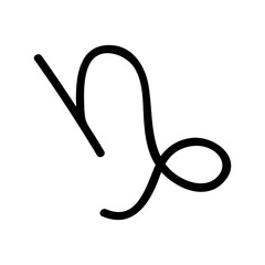 Hand drawn capricorn zodiac sign Esoteric symbol doodle Astrology clipart Element for design