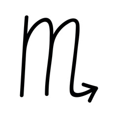 Hand drawn scorpio zodiac sign Esoteric symbol doodle Astrology clipart Element for design