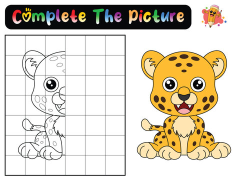 Complete the picture. Coloring book. Educational game for children.