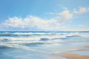 waves on the beach, oil painting