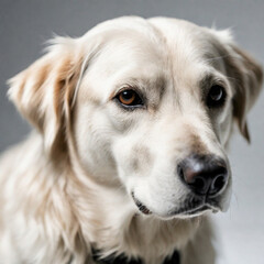 dog dramatic studio lighting and a shallow depth isolated on white background. ai generative