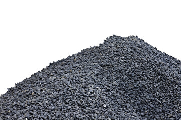 A large pile of black coal on a transparent isolated background. PNG. Energy crisis.