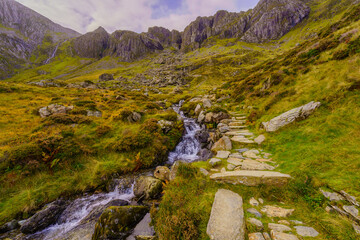 Landscape and footpath, in Snowdonia National Park