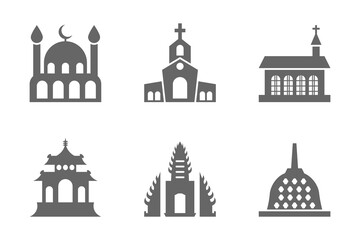 vector collection of places of worship from various religions