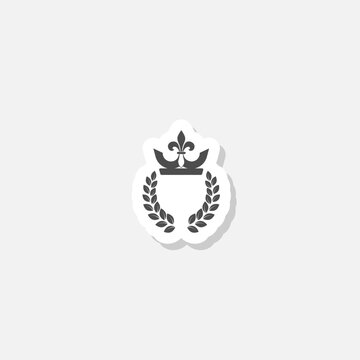 Laurel crown icon sticker isolated on gray background