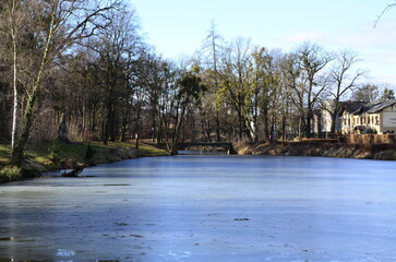 lake in the park Silherovice, czech , silesia