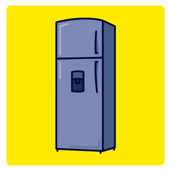 Fridge icon in vector. Logotype. Refrigerator icon design. Vector illustration in outline style, freezer symbol pictogram. Fridge. Retro refrigerator icon. Refrigerator - flat design concept. Vector.