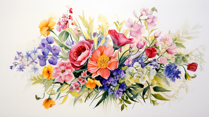 Fototapeta na wymiar A painting of a bunch of colorful flowers