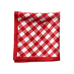 Obraz premium Red checkered napkin on transparent background, ai technology