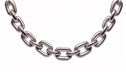 3d render of silver chrome chain on white background