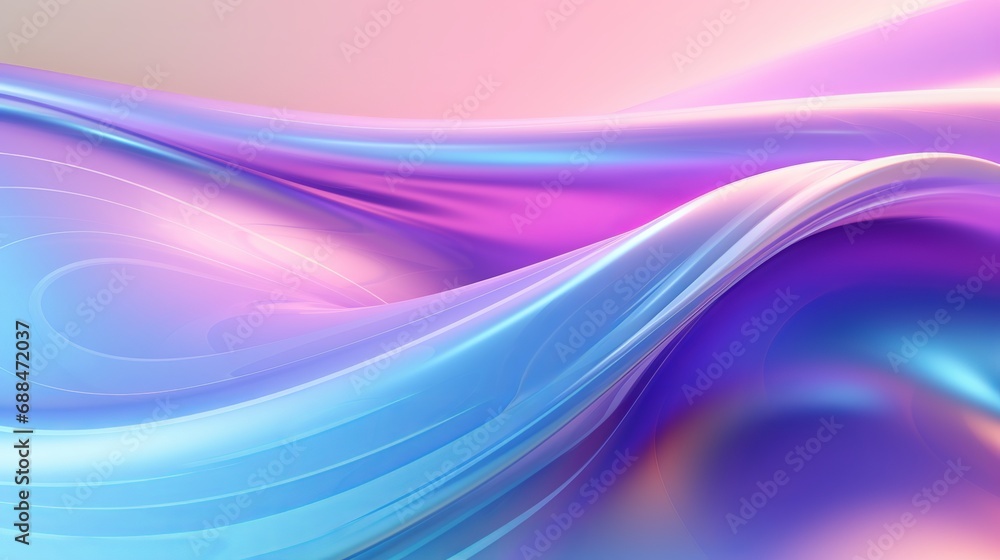 Poster an abstract 3d render featuring a bright gradient wave pattern and iridescent holographic light emit