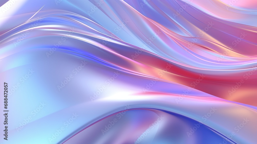 Poster an abstract 3d render featuring a bright gradient wave pattern and iridescent holographic light emit