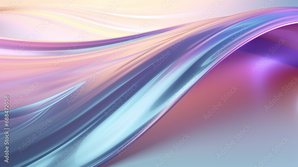 Poster an abstract 3d render featuring a bright gradient wave pattern and iridescent holographic light emit