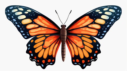 Butterfly on a white background. Its bright colors convey the essence of freedom.