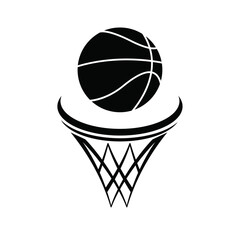 basketball ball and hoop vector icon . - obrazy, fototapety, plakaty