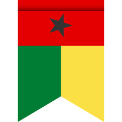 Guinea-Bissau flag or pennant isolated on white background. Pennant flag icon.