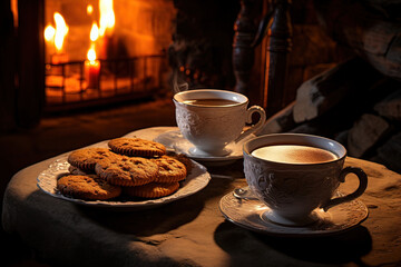 cup of coffee and cookies