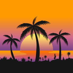 Fototapeta na wymiar gradient summer beach with sunset landscape background.