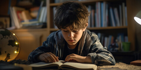 Focused Learning, Child Engaged in Homework - A Determined Effort in the Pursuit of Knowledge.