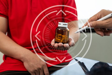 A man consults a doctor about prostate enlargement and frequent urination painThe young man is...