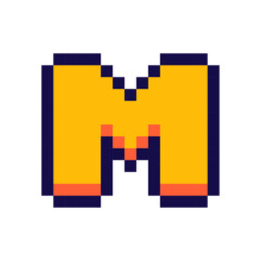Fototapeta premium Pixel 3d retro arcade game style font and video computer game 8 bit letter flat vector illustration. 