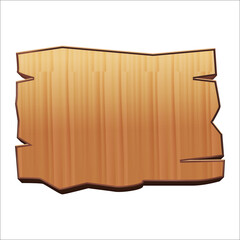 Blank brown wooden sign. signboard in cartoon style isolated on white background stock vector illustration.