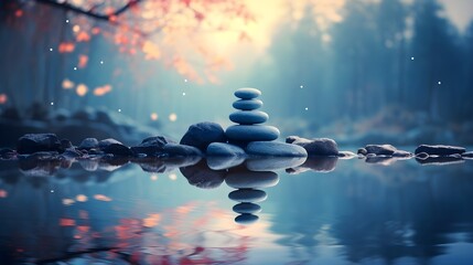 zen stones with water