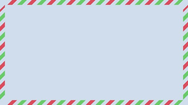 エアメール柄のフレームアニメーション　ループ・10秒　グリーン／レッド　ブルー