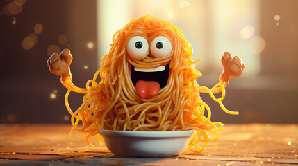 Cute Cartoon Spaghetti Character